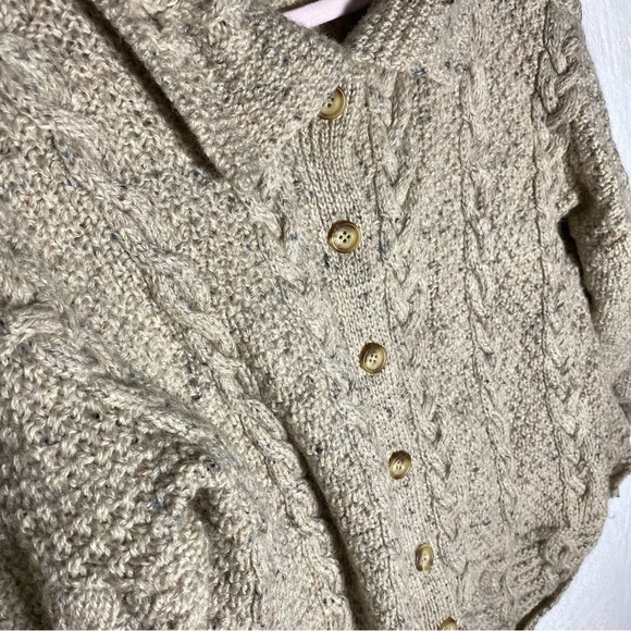 Highland Home Industries British Wool Cardigan Sweater Oatmeal Speckle Size‎ L - Picture 5 of 9